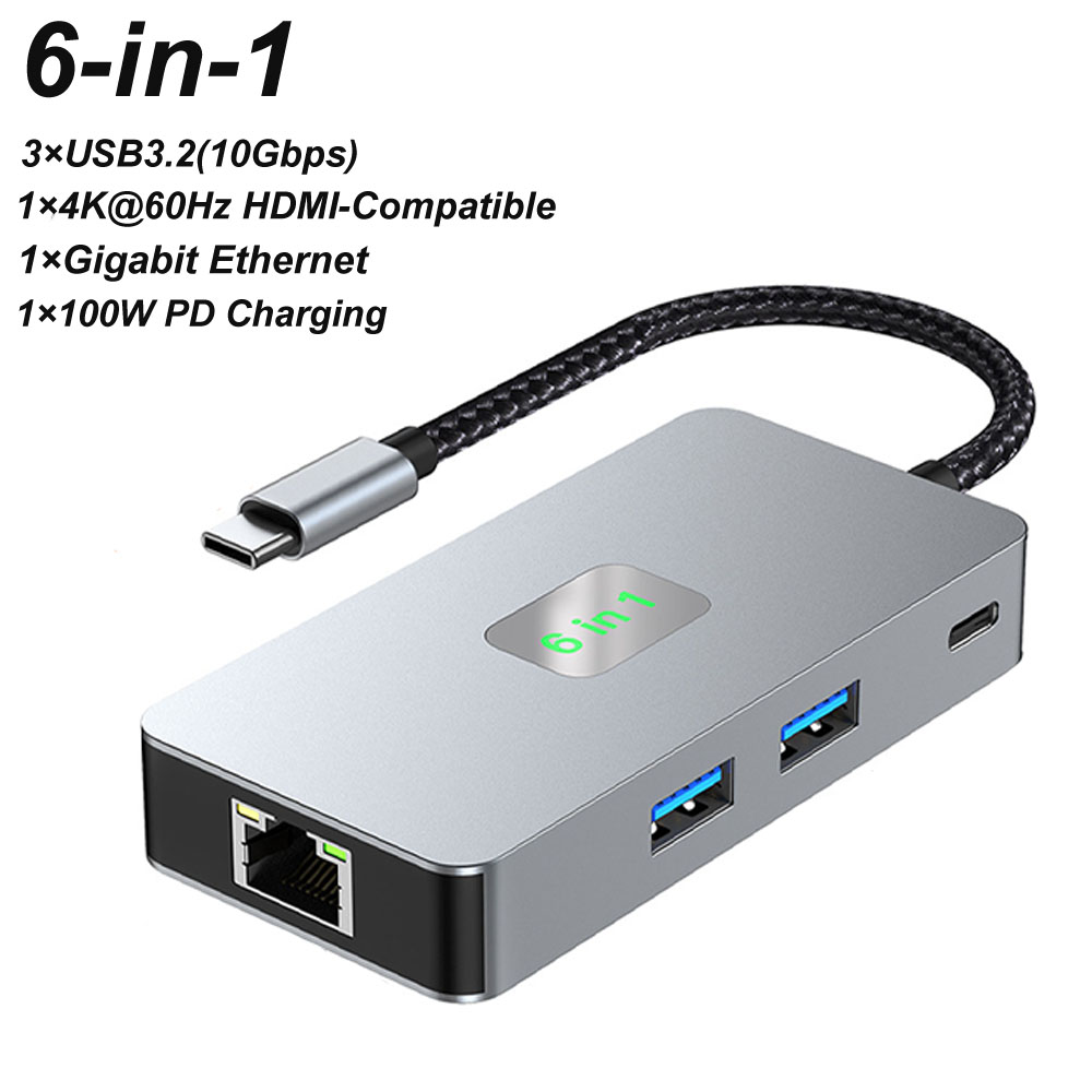 Usb C Dock With 100W Pd - Adaptor Multiport USB C 6-in-1 100W