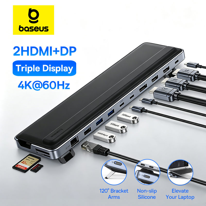 Laptop Stand Dock Aluminum - Baseus EH3 12-In-1 USB C Hub