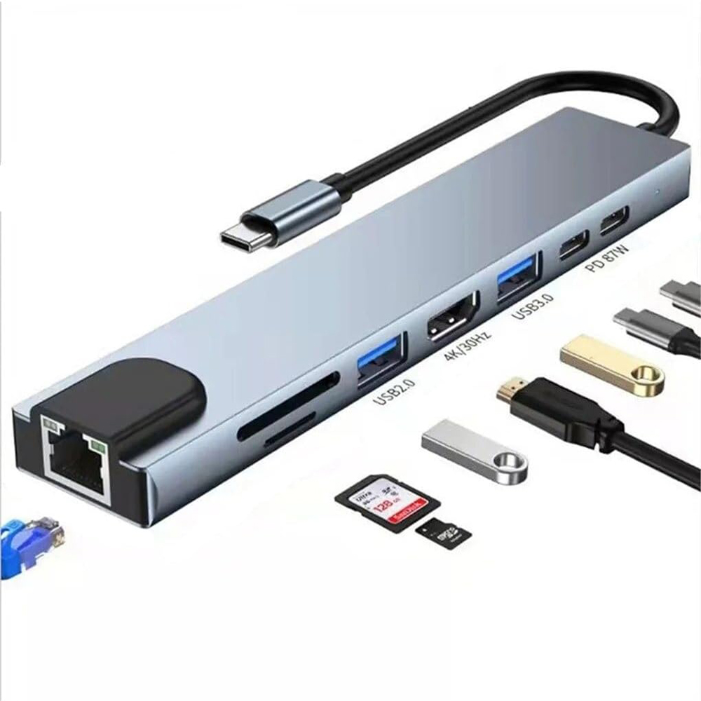 Usb C Hub Sd Card Reader 4K Hdmi - Hub USB C 8-in-1, HDMI 4K@30Hz,