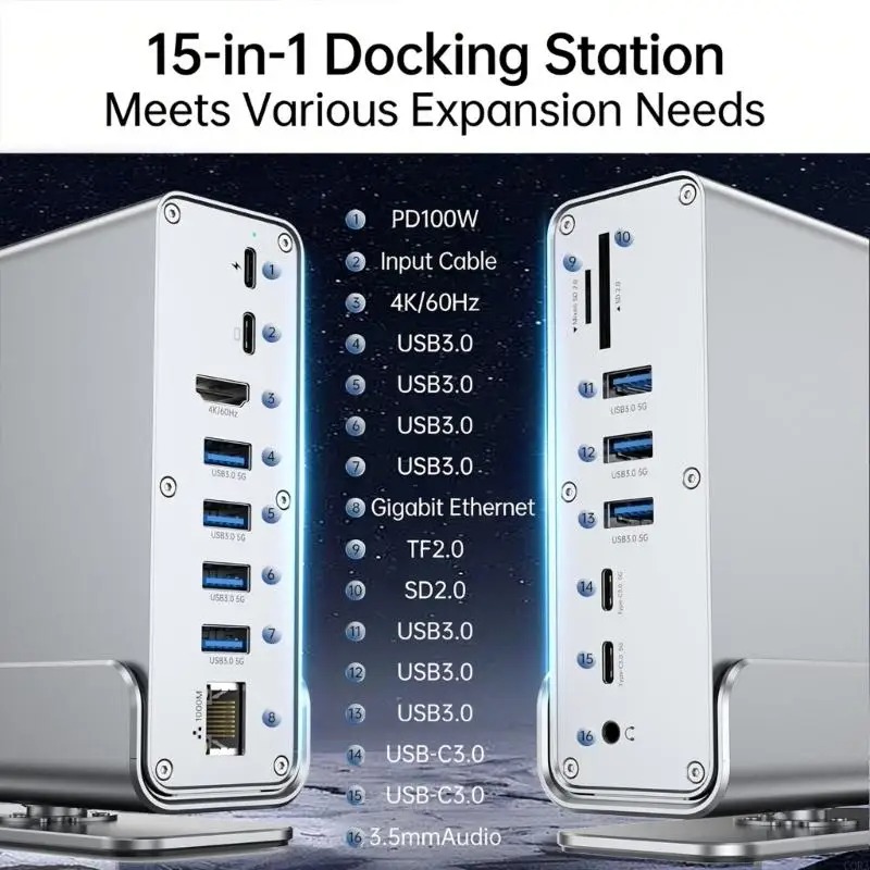 Usb C Hub Sd Card Reader 4K Hdmi - 15 in 1 USB C HUB
