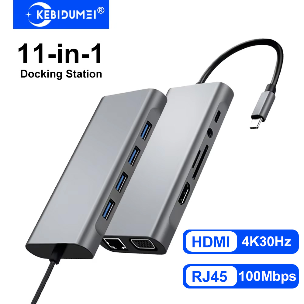Usb C Hub Sd Card Reader 4K Hdmi - Docking Station USB C 11-in-1, HUB