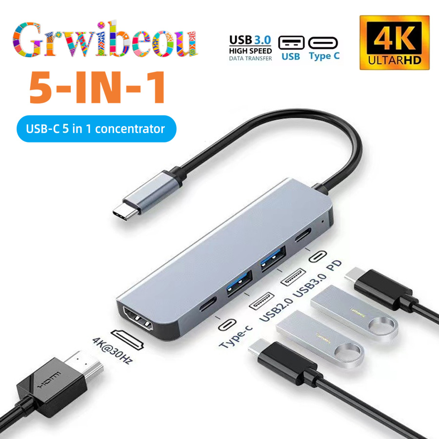 Usb C Dock Dual Hdmi 4K - HUB USB C BARU 5-IN-1 atau