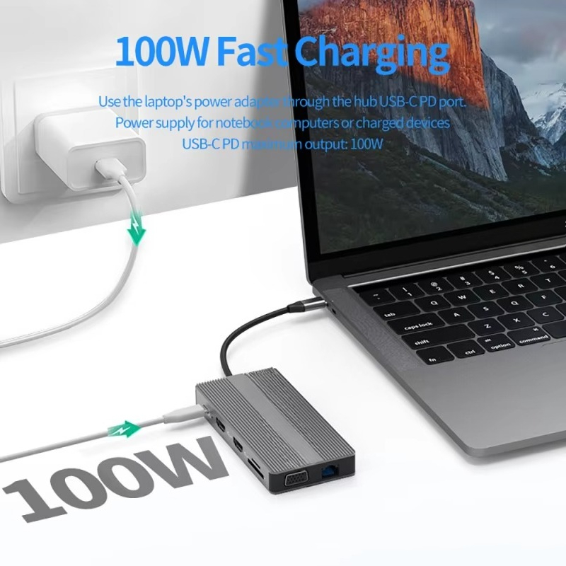 EE1 Laptop Docking Station 12  - Usb C Hub 12 In 1 Triple Display ulasan dan harga