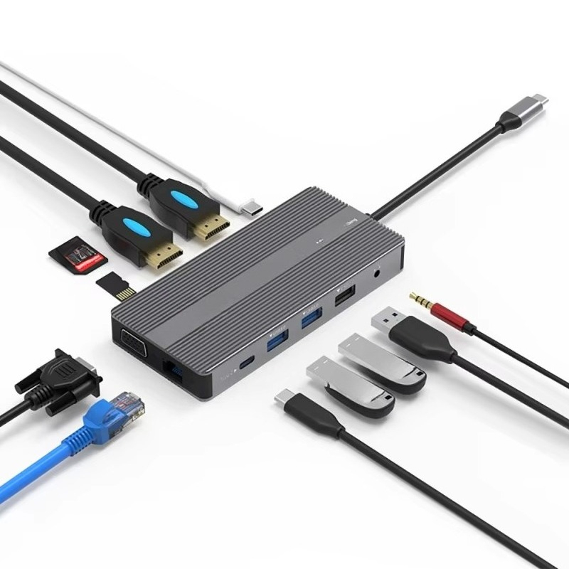 EE1 Laptop Docking Station 12  - Usb C Hub 12 In 1 Triple Display ulasan dan harga