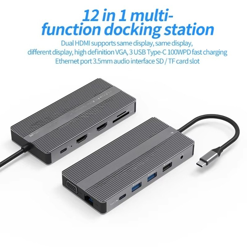 EE1 Laptop Docking Station 12  - Usb C Hub 12 In 1 Triple Display ulasan dan harga