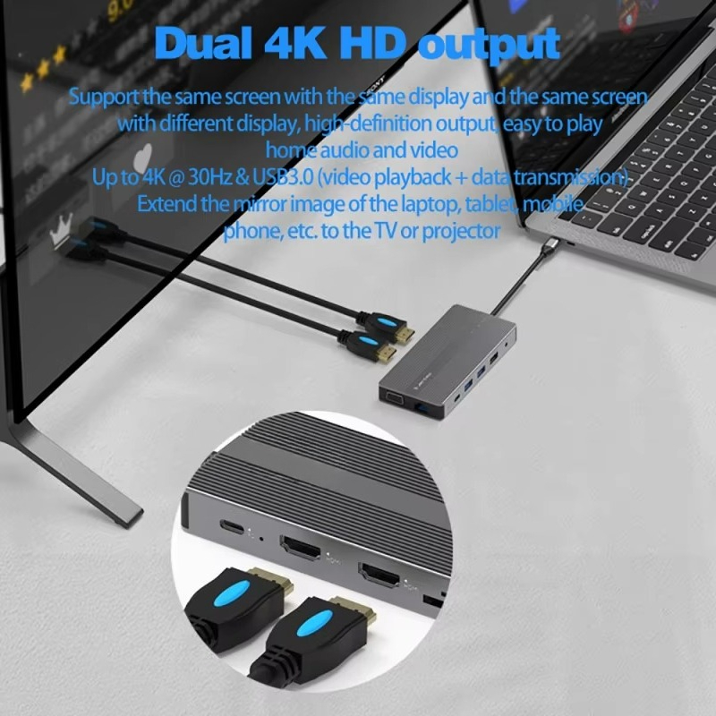 EE1 Laptop Docking Station 12  - Usb C Hub 12 In 1 Triple Display ulasan dan harga