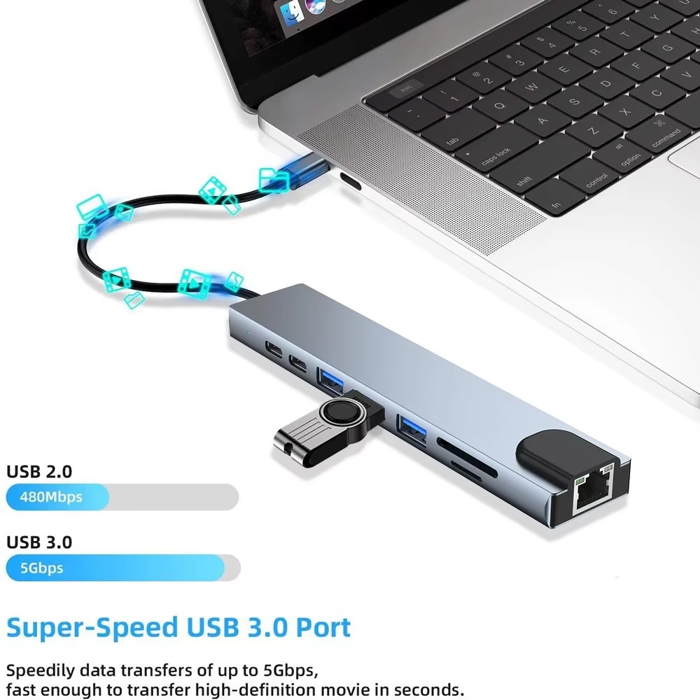 Adaptor USB C ke HDMI 8K, Adap - Docking Station For Macbook Pro ulasan dan harga