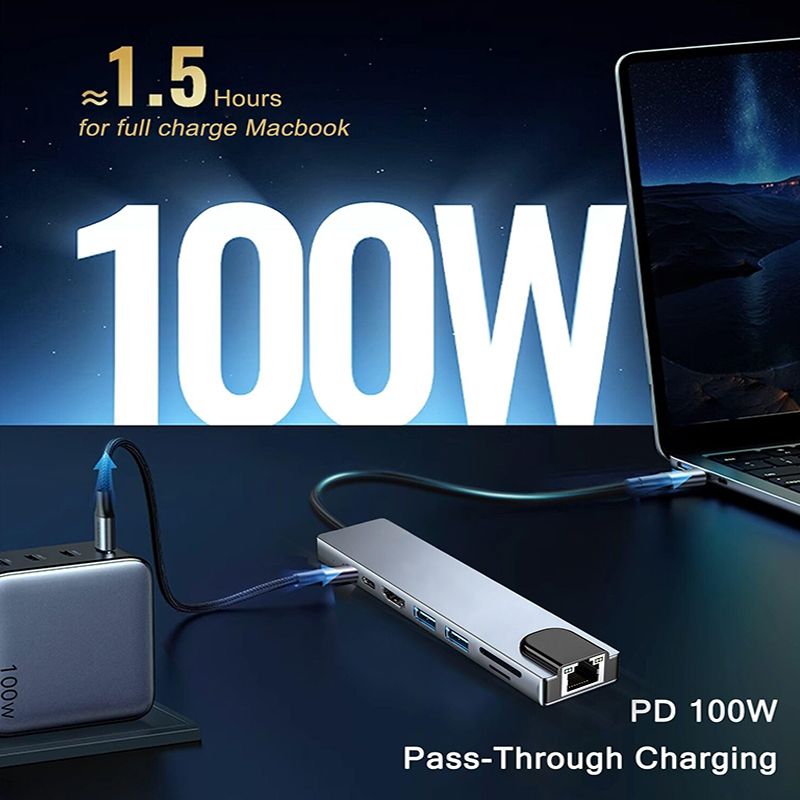 Hub USB Tipe C 8 In 1 untuk Ma - Docking Station For Macbook Pro ulasan dan harga