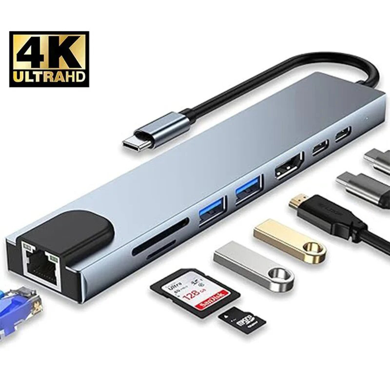 USB C Hub tipe-c ke multiport, - Usb C Hub Sd Card Reader 4K Hdmi ulasan dan harga