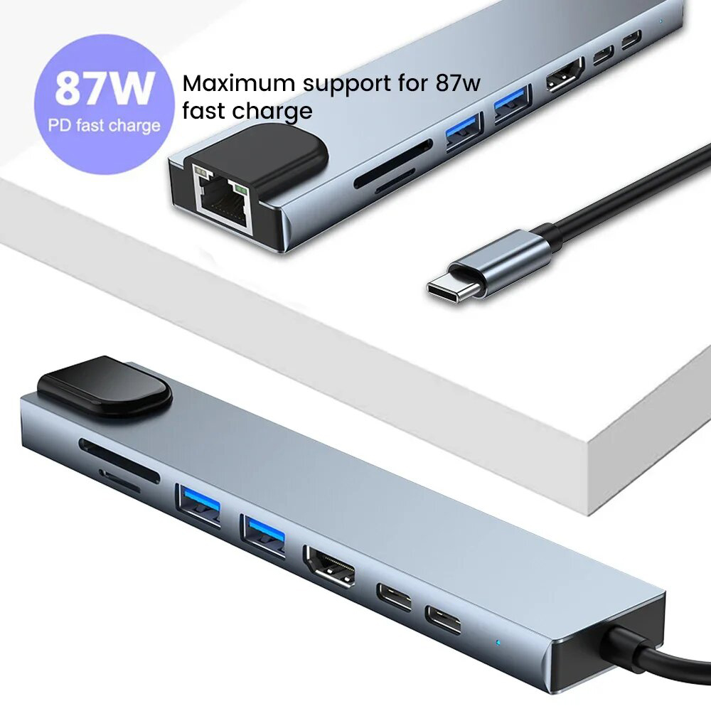 USB C Hub tipe-c ke multiport, - Usb C Hub Sd Card Reader 4K Hdmi ulasan dan harga
