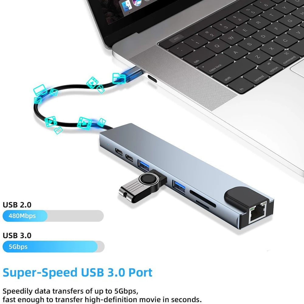 USB C Hub tipe-c ke multiport, - Usb C Hub Sd Card Reader 4K Hdmi ulasan dan harga