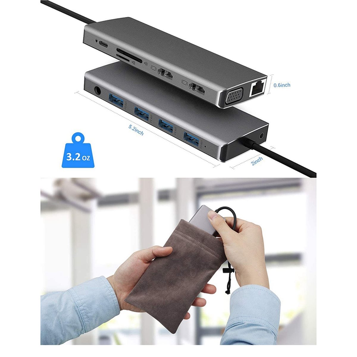 PABRIK BARU~12 in 1 USB C Hub  - Usb C Hub 12 In 1 Triple Display ulasan dan harga