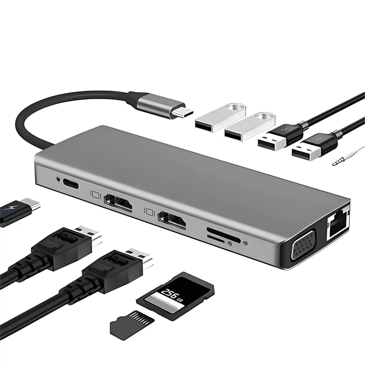 PABRIK BARU~12 in 1 USB C Hub  - Usb C Hub 12 In 1 Triple Display ulasan dan harga