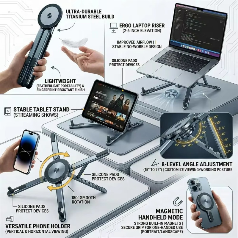 Penyangga Ponsel Magnetik Port - Laptop Stand Dock Aluminum ulasan dan harga