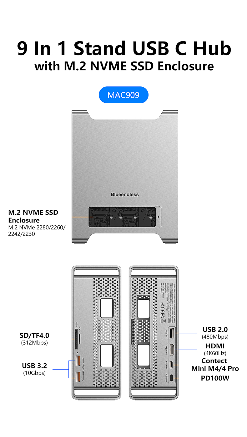 Hub USB C dengan Slot M.2 NVME - Usb C Hub With M.2 Nvme Slot ulasan dan harga