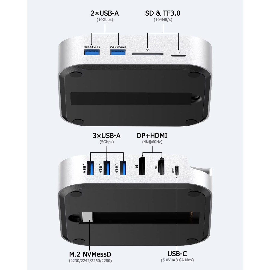 Hub USB C untuk Mac Mini M4 Do - Usb C Hub With M.2 Nvme Slot ulasan dan harga