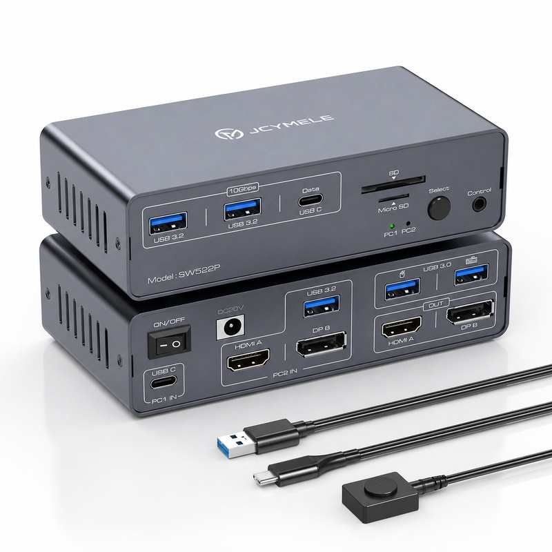 JCYMELE Dual-Monitor USB-C KVM - Docking Station Dual Monitor Dp Hdmi ulasan dan harga
