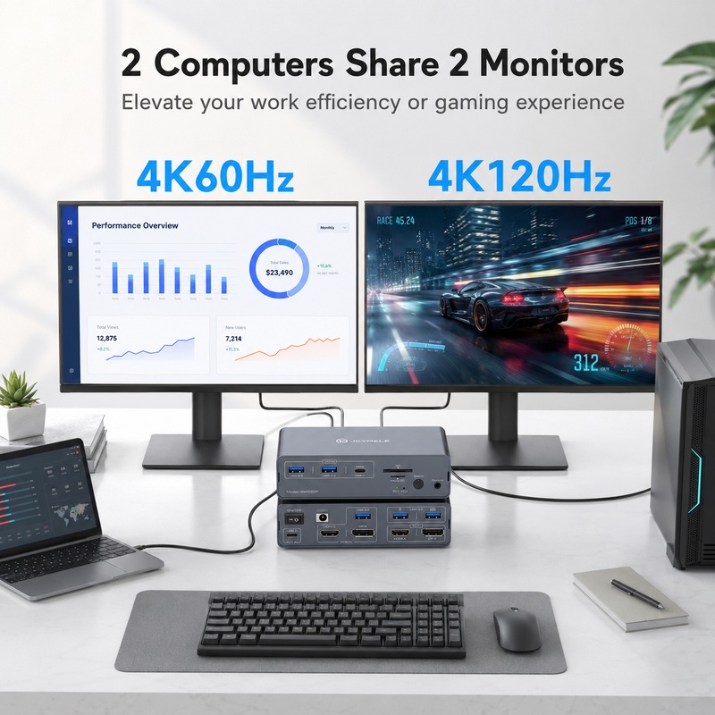 JCYMELE Dual-Monitor USB-C KVM - Docking Station Dual Monitor Dp Hdmi ulasan dan harga