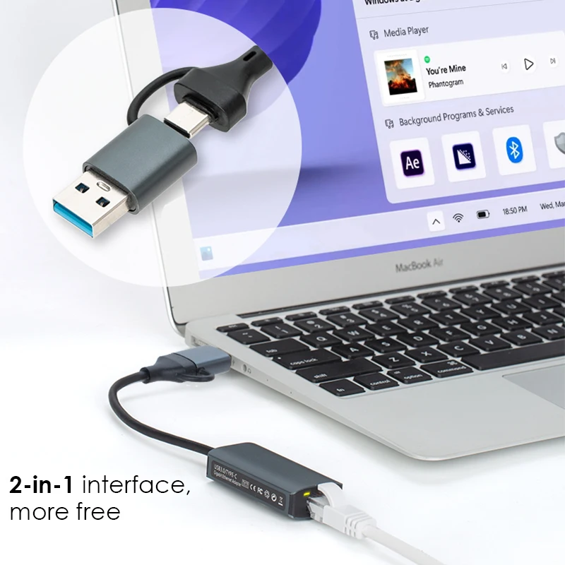 2500Mbps USB 3.0/Tipe C Ke RJ4 - Usb C Hub Ethernet 2.5G ulasan dan harga