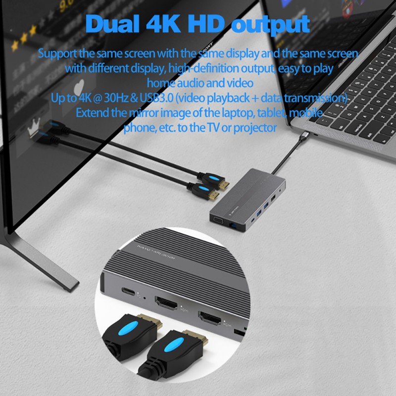 Produk unggulan: Stasiun Docki - Usb C Hub 12 In 1 Triple Display ulasan dan harga