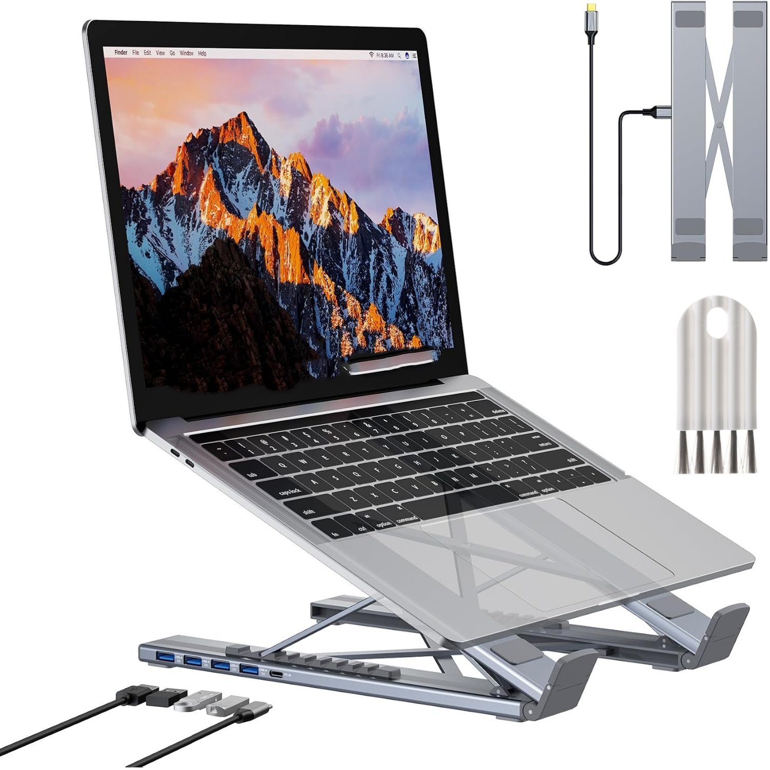 Dudukan Laptop USB-C, 4 Port U - Laptop Stand Dock Aluminum ulasan dan harga
