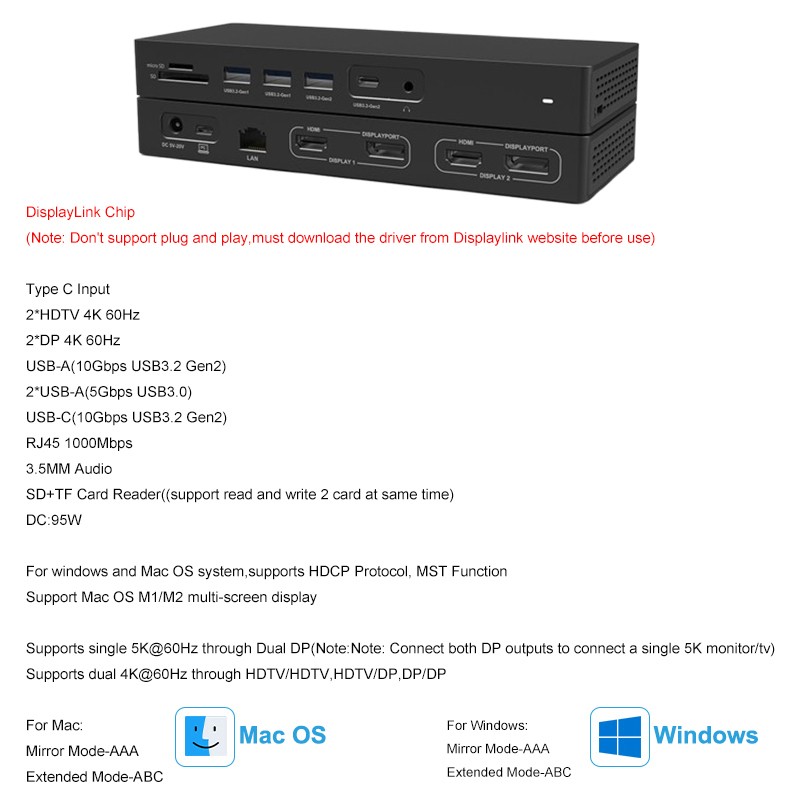EE1 14-In-1 Displaylink MST Mu - Docking Station Displaylink Dual 4K ulasan dan harga