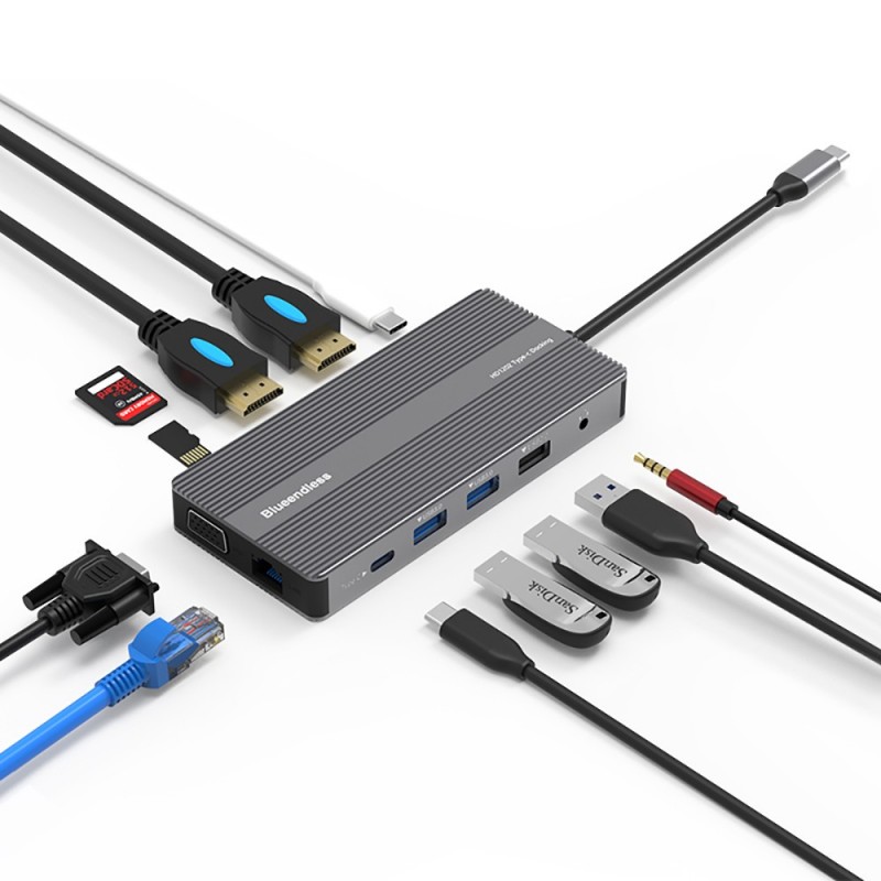 Docking Station Laptop 12 in 1 - Usb C Hub 12 In 1 Triple Display ulasan dan harga