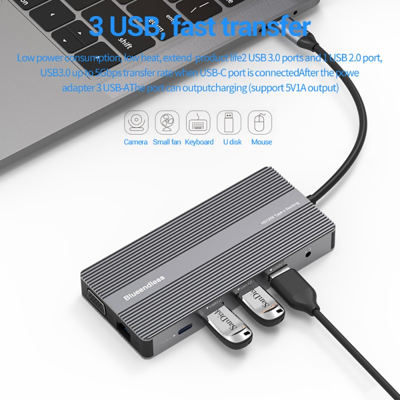 Docking Station Laptop 12 in 1 - Usb C Hub 12 In 1 Triple Display ulasan dan harga