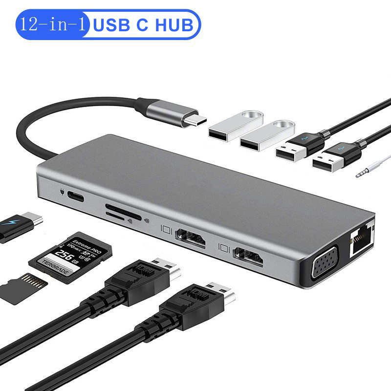 12 in 1 USB C Multiport Dock S - Usb C Hub 12 In 1 Triple Display ulasan dan harga