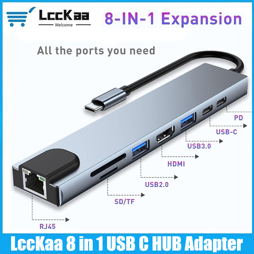 USB C Hub 8/7 in 1 4K HDMI Ada - Usb C Hub Sd Card Reader 4K Hdmi ulasan dan harga