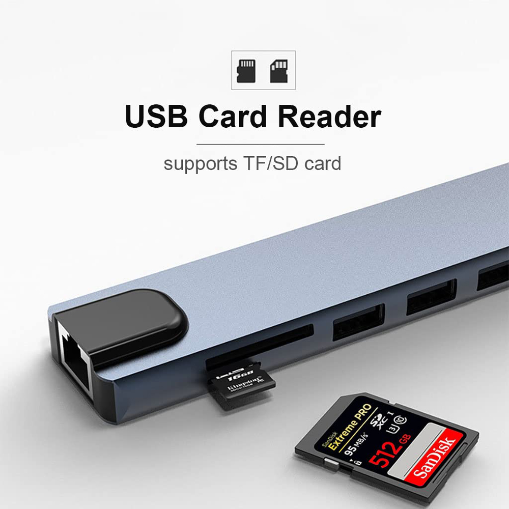 Hub USB C 8-in-1, HDMI 4K@30Hz - Usb C Hub Sd Card Reader 4K Hdmi ulasan dan harga