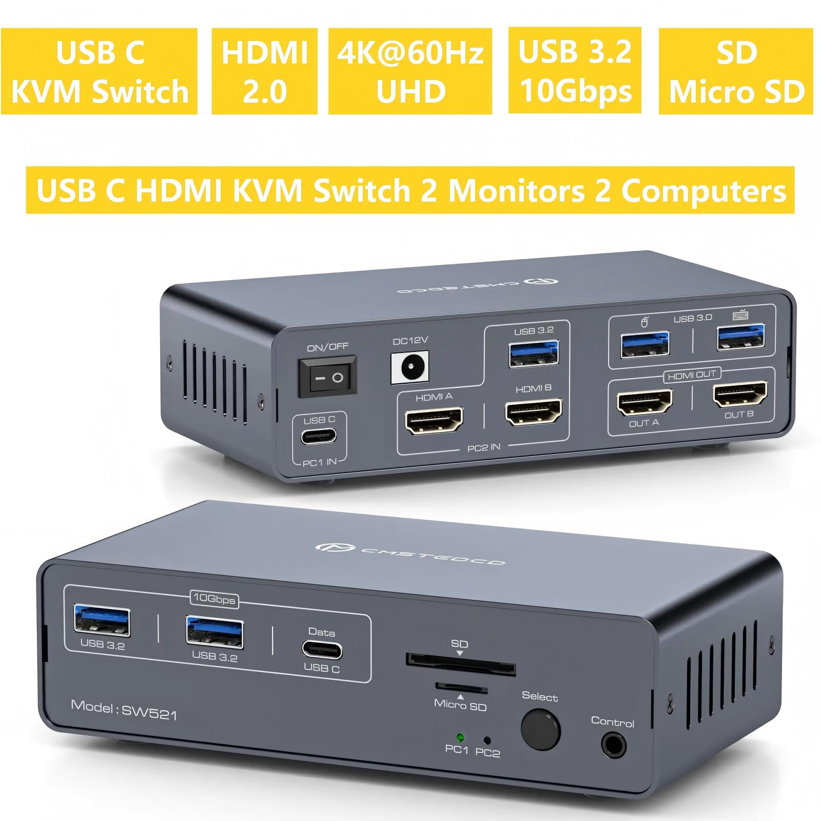 KVM Switch 2 Monitor 2 Kompute - Docking Station Dual Monitor Dp Hdmi ulasan dan harga