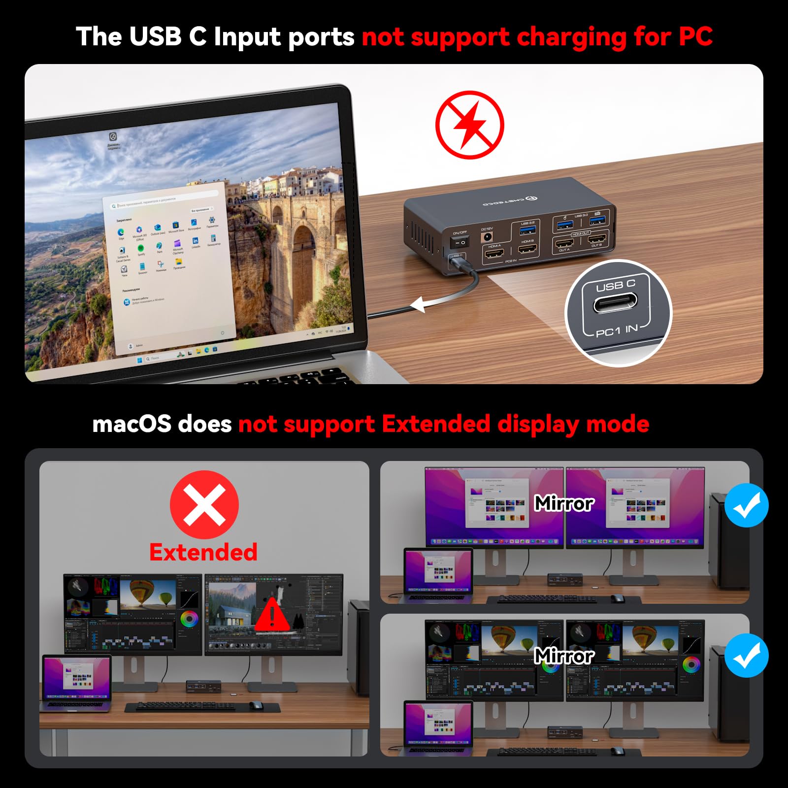 KVM Switch 2 Monitor 2 Kompute - Docking Station Dual Monitor Dp Hdmi ulasan dan harga