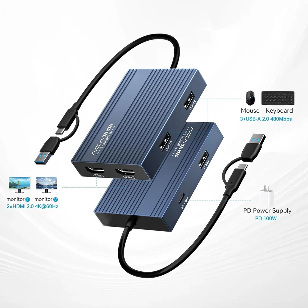 Acasis 6‑in‑1 USB‑C Docking St - Docking Station Displaylink Dual 4K ulasan dan harga