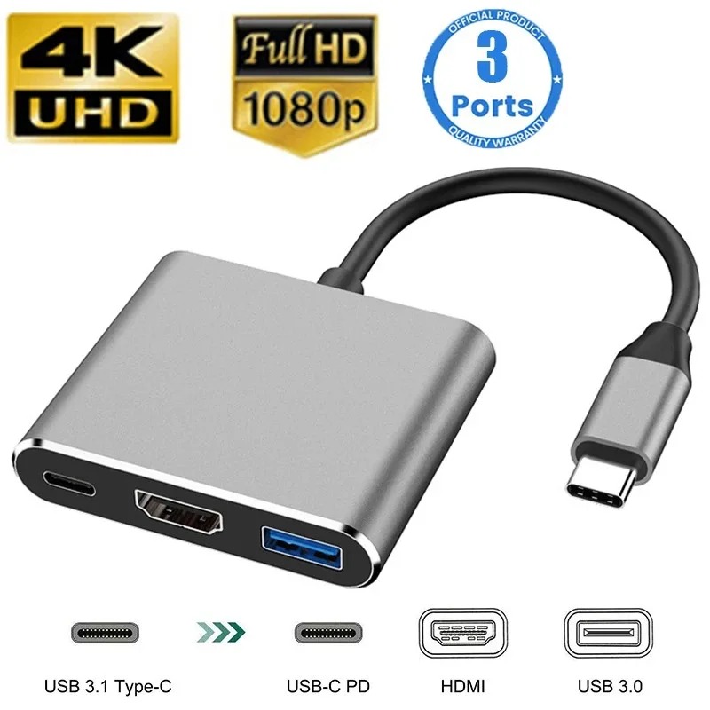 USB C HUB 3in1 Tipe C 3.0 Ke S - Usb C Dock Dual Hdmi 4K ulasan dan harga