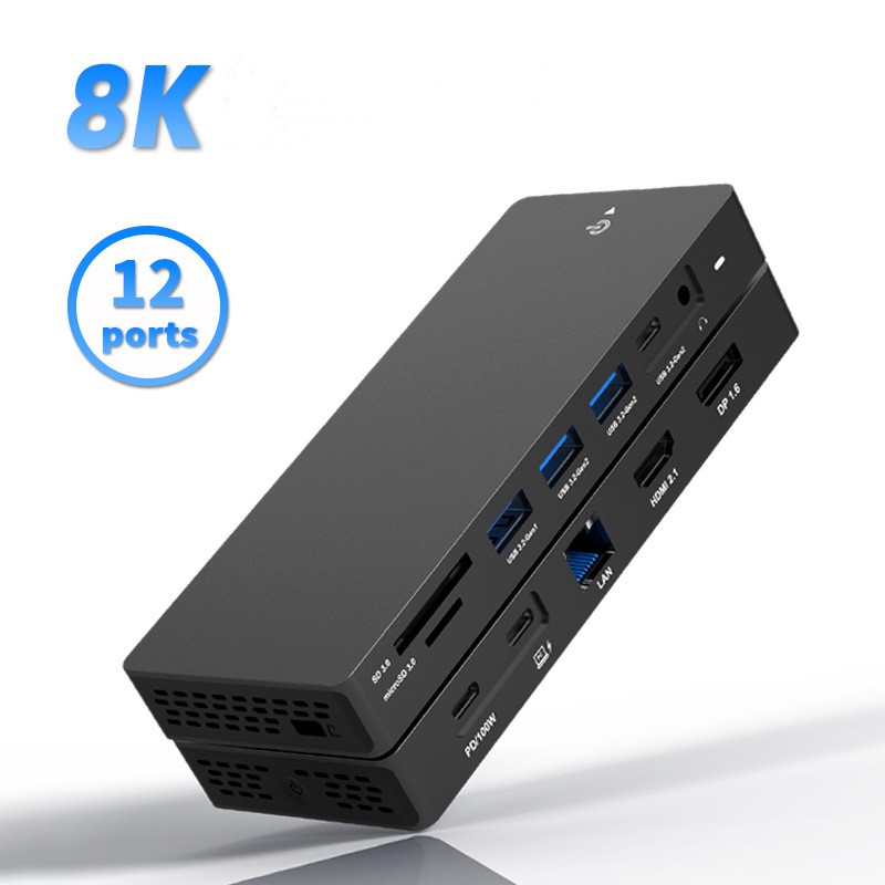 Stasiun Docking USB C 4K60Hz H - Usb C Hub 12 In 1 Triple Display ulasan dan harga