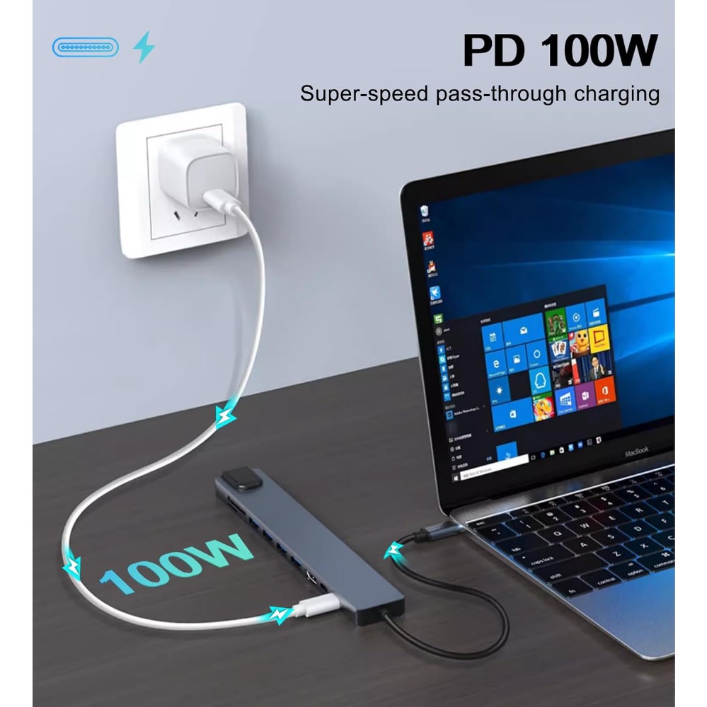 8In1/2 7in1/2 USB C Hub Tipe C - Usb C Hub Sd Card Reader 4K Hdmi ulasan dan harga