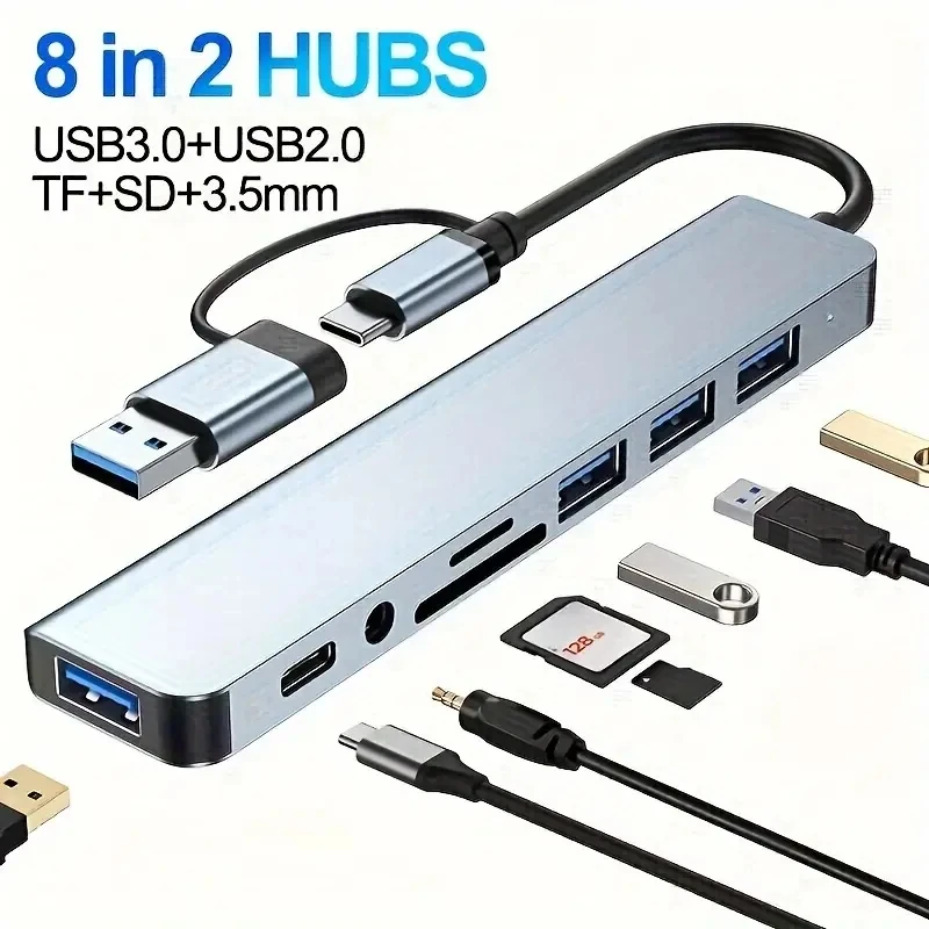 Stasiun Docking Tipe-C 8IN1/2  - Usb C Dock Dual Hdmi 4K ulasan dan harga