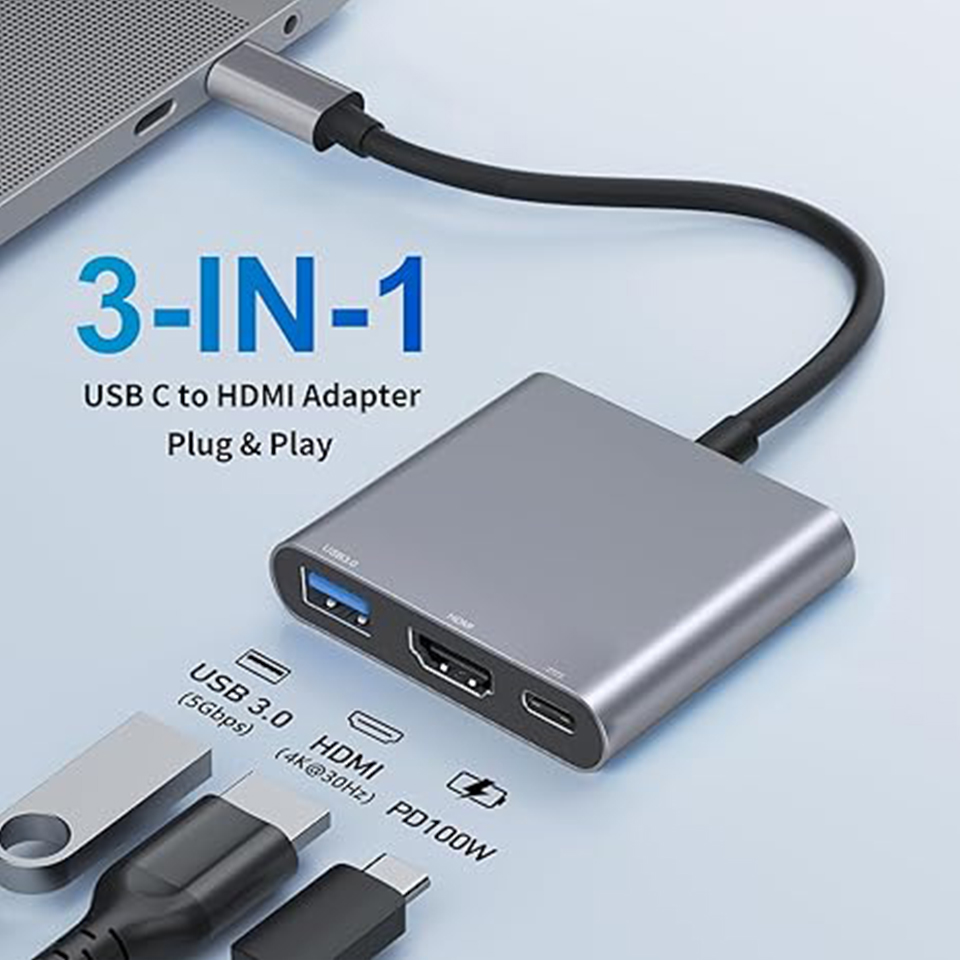 Hub USB Tipe-C 3-In-1 Male To  - Usb C Dock Dual Hdmi 4K ulasan dan harga