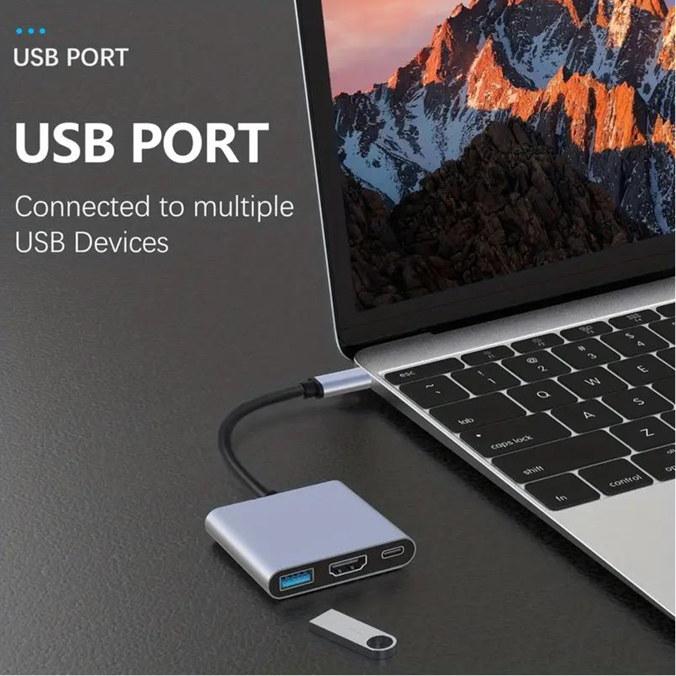 Hub USB Tipe-C 3-In-1 Male To  - Usb C Dock Dual Hdmi 4K ulasan dan harga