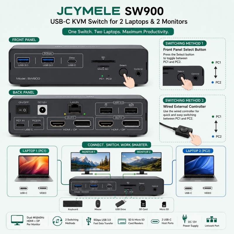 14-in-1 USB-C KVM Docking Stat - Docking Station Dual Monitor Dp Hdmi ulasan dan harga