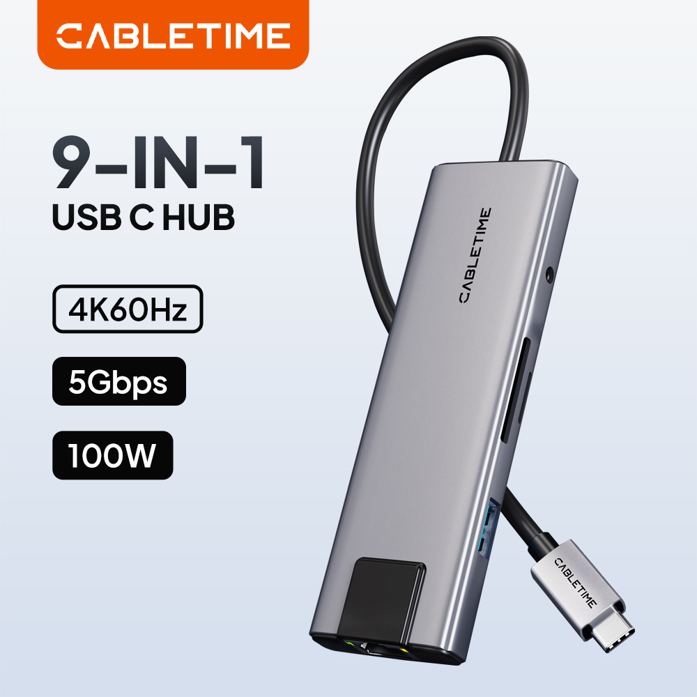 CABLETIME Adaptor Hub USB C 9- - Usb C Hub Sd Card Reader 4K Hdmi ulasan dan harga